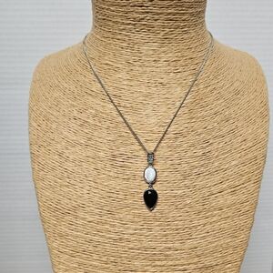 Lia Sophia "Outspoken" Black Teardrop, Abalone and Crystal Link Pendant Necklace